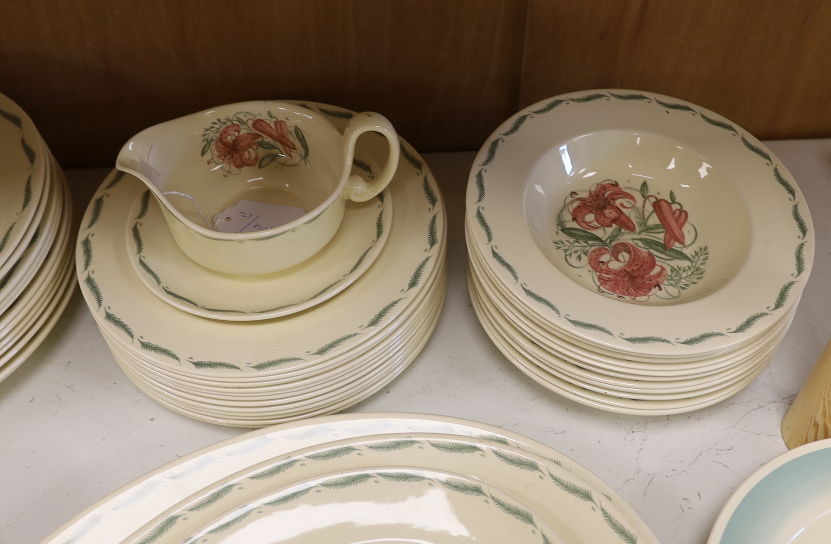 A Susie Copper tiger lily pattern part dinner service, and a Susie Cooper bone china part teaset